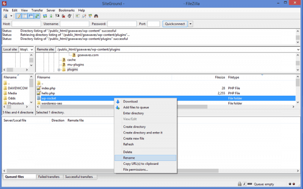 FileZilla-wordpress-no-update