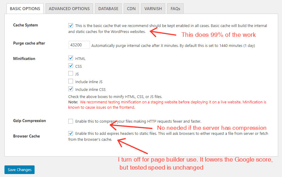 Breeze Cache Basic Settings